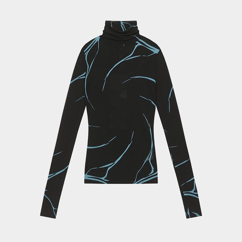 Abstract Line Graphic | Turtleneck Sweatshirt - Luxuryurbanwear