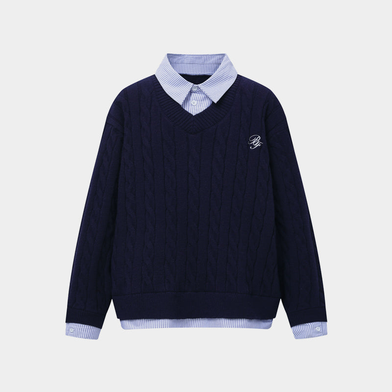 College Patchwork| Knit Polo Sweater - Luxuryurbanwear
