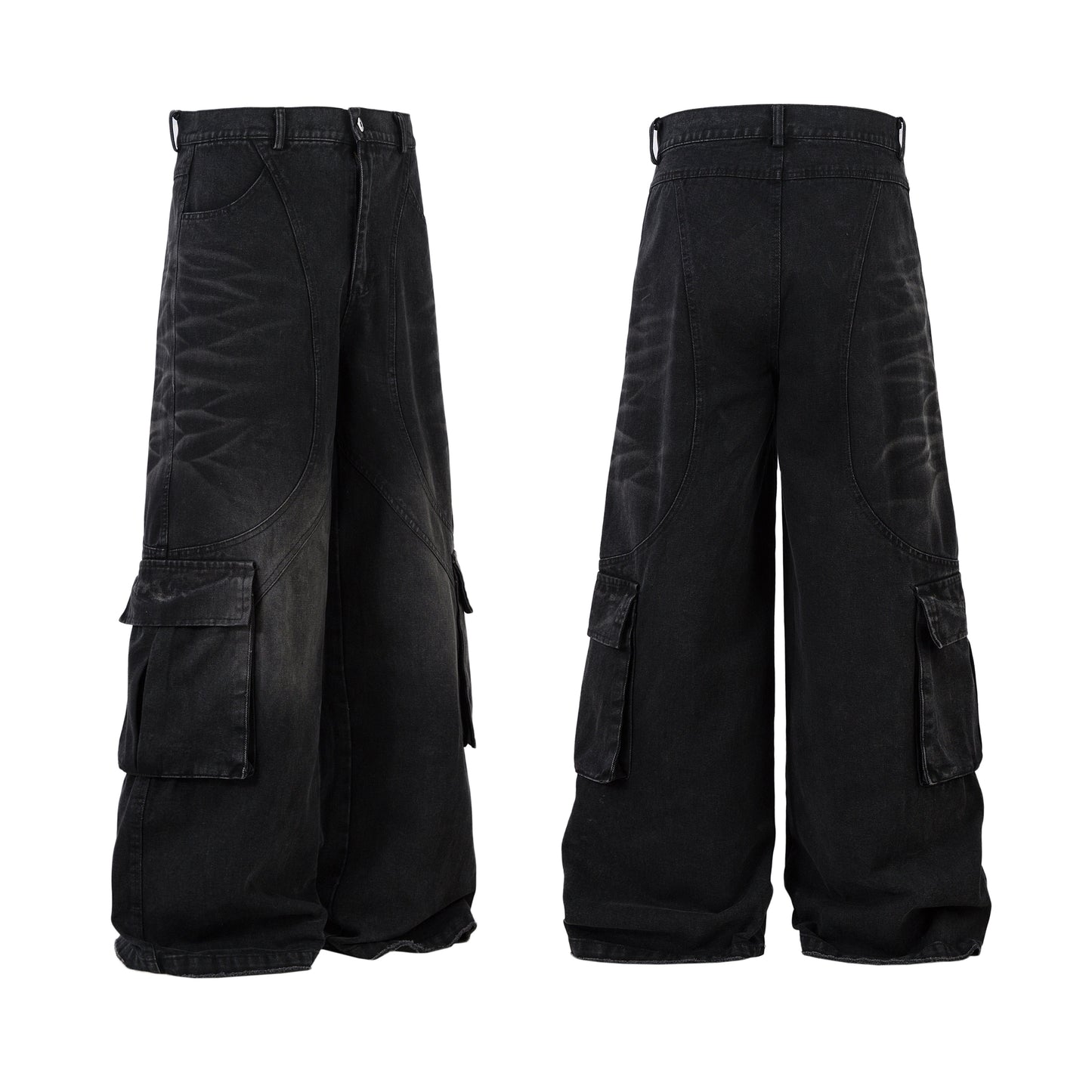 Distressed Multi-Pocket | Washed Jeans