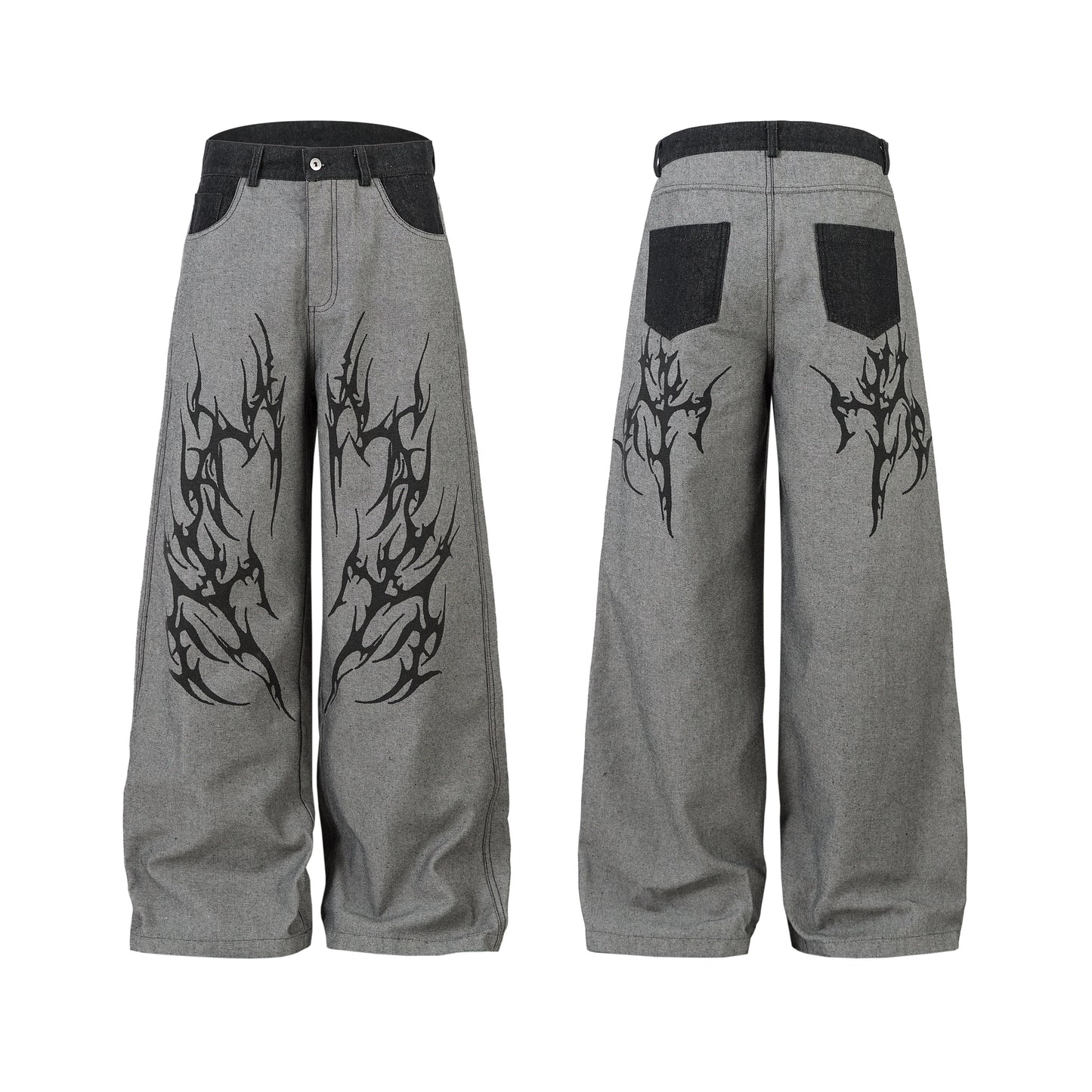 Tribal Flame Print | Baggy Jeans - Luxuryurbanwear