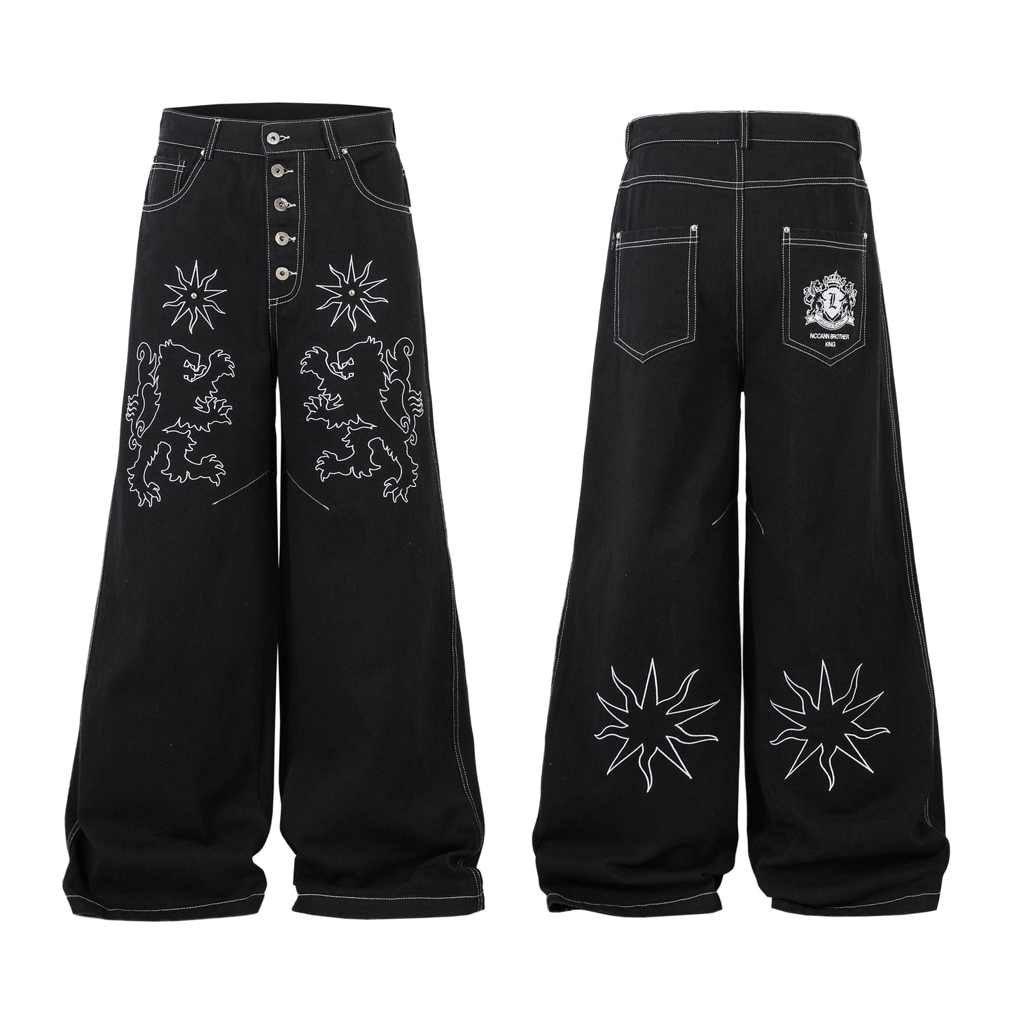 Royal Sigil Embroidery | Denim Jeans - Luxuryurbanwear
