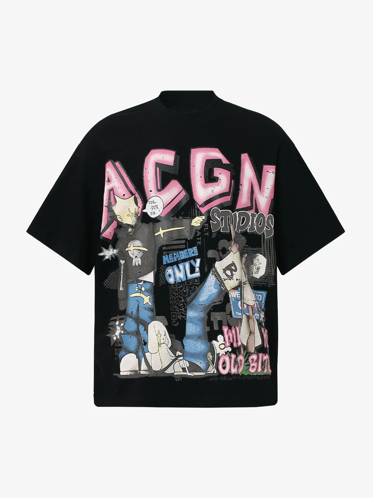 ACGN Graffiti Graphic Print T-Shirt - Anime-Inspired Luxury Streetwear Tee | LuxuryUrbanwear - Luxuryurbanwear