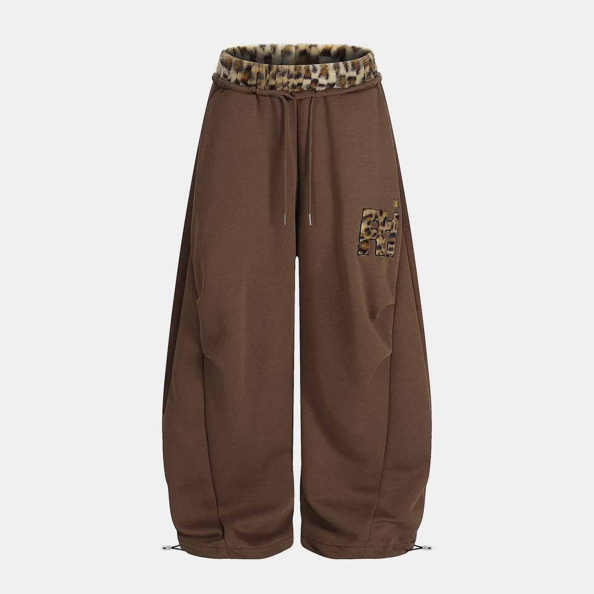 Faux-fur Leopard| Embroidery Barrel Pants - Luxuryurbanwear