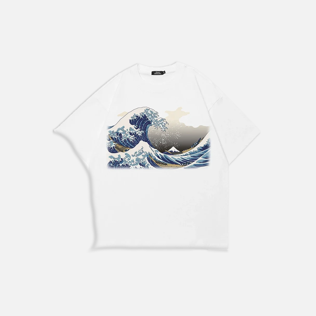 Japanese Style Great Wave Graphic Casual T-Shirt - Luxuryurbanwear