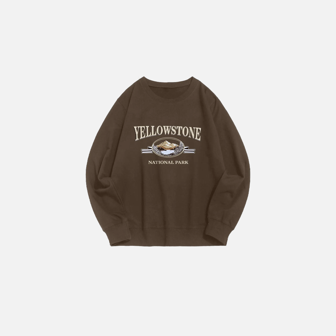 Yellow Stone Mountain Graphic Sweatshirt - Luxuryurbanwear