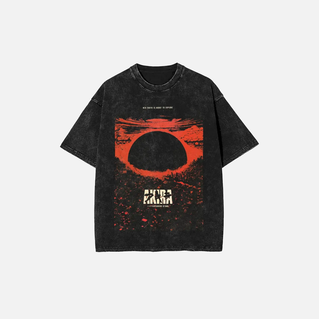 Trendy Japanese Anime Style Graphic Washed T-Shirt - Luxuryurbanwear