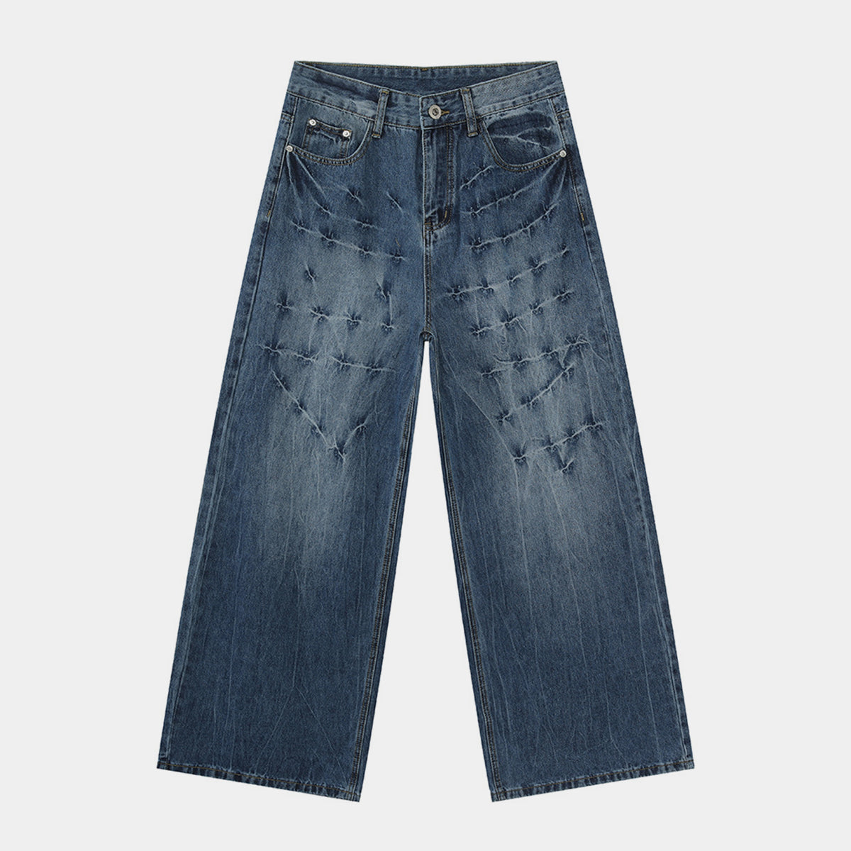 Cross Scratch | Wide Denim Jeans - Luxuryurbanwear