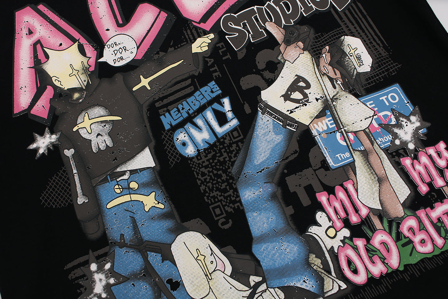 ACGN Graffiti Graphic Print T-Shirt - Anime-Inspired Luxury Streetwear Tee | LuxuryUrbanwear - Luxuryurbanwear