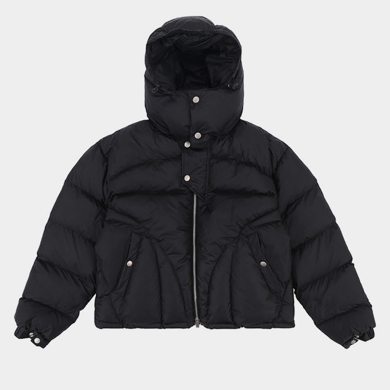Oversized Padded Puffer Jacket - Hooded Full-Zip Streetwear | LuxuryUrbanwear - Luxuryurbanwear