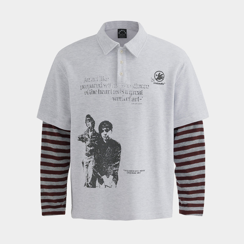 Vintage Striped Layered | Polo Sweatshirt - Luxuryurbanwear