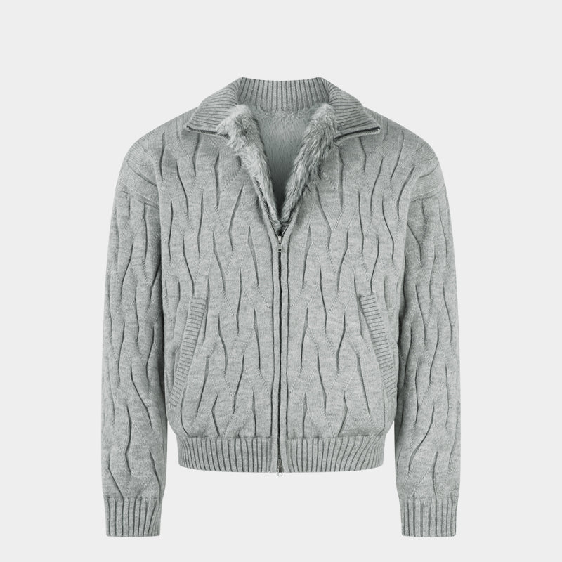 Textured Fleece | Knit Zip Jacket - Luxuryurbanwear
