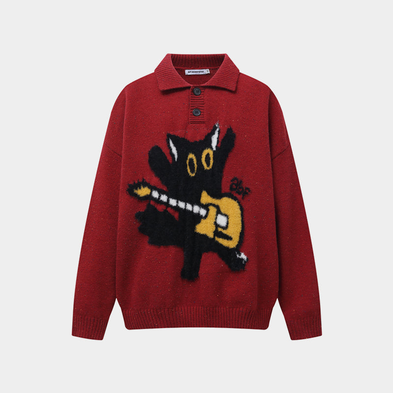 Cartoon Fuzzy | Knit Polo Sweater - Luxuryurbanwear