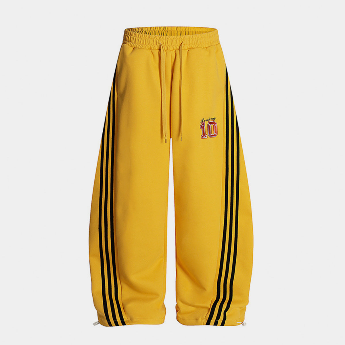 Vintage Side Stripe Pants | Wide Leg Fleece Streetwear Trousers - Luxuryurbanwear