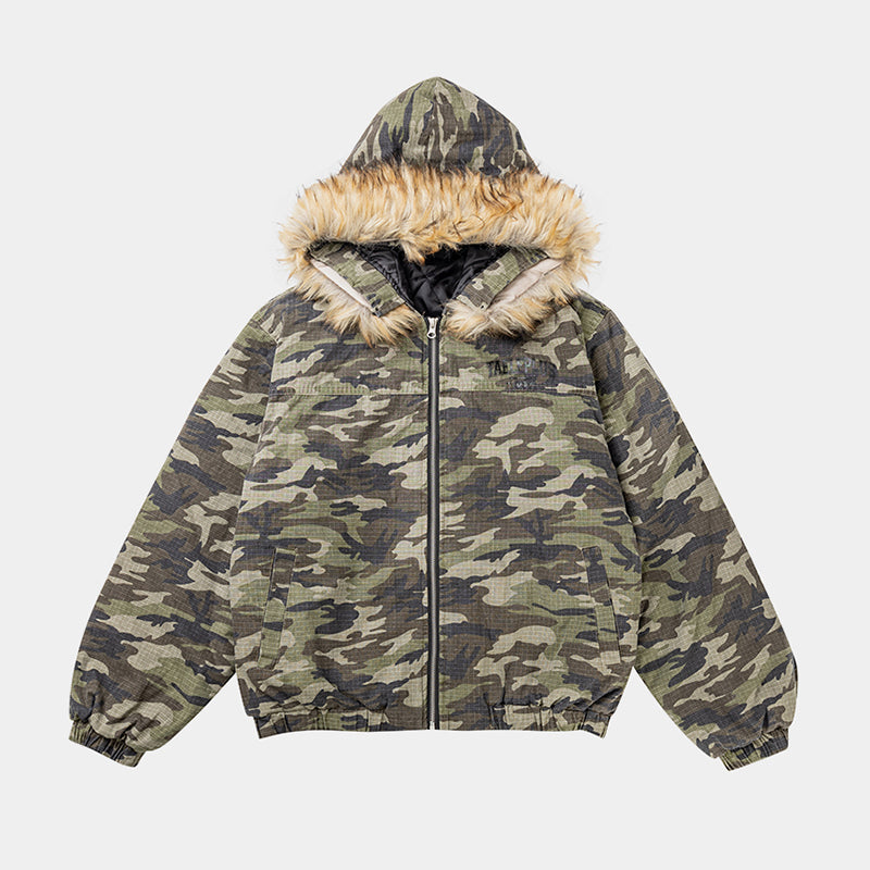 Camo Fur | Hooded Jacket - Luxuryurbanwear