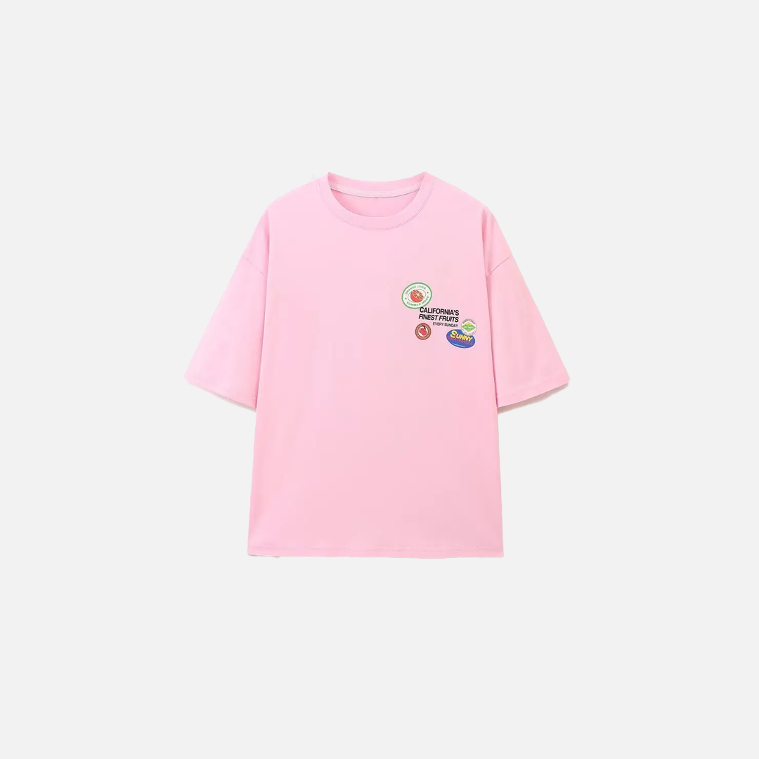 Pink Print Loose Summer T-Shirt - Luxuryurbanwear