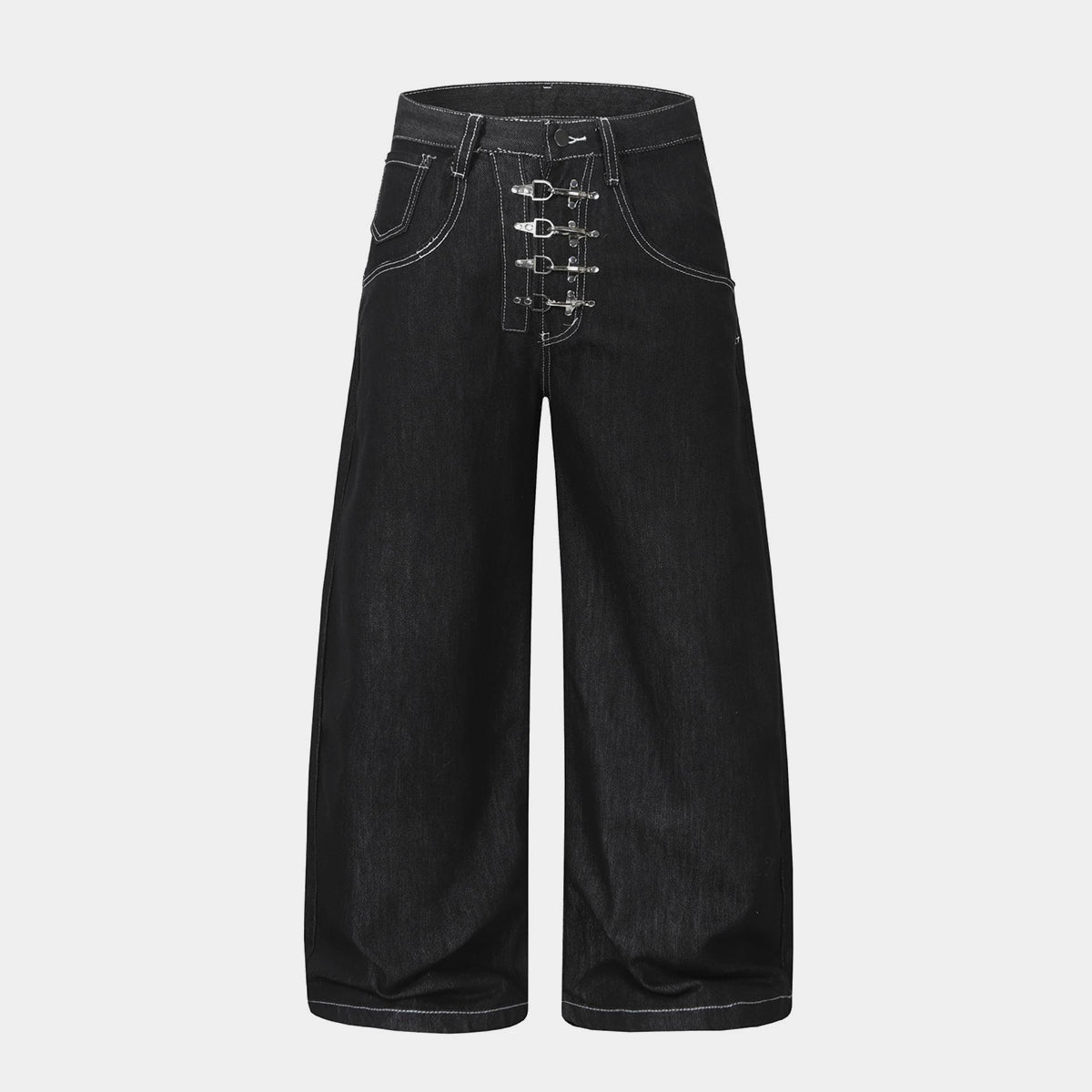 Metal Button Raw | Baggy Barrel Jeans - Luxuryurbanwear