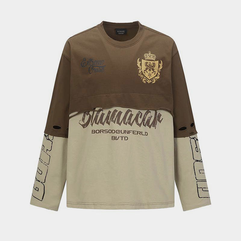 Y2K Grunge Patchwork | Distressed Graphic Sweatshirt - Luxuryurbanwear