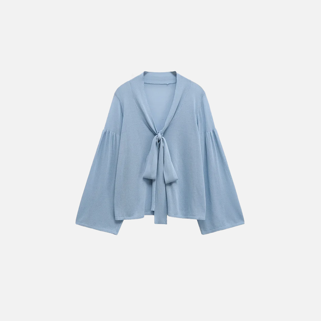 Light Blue French Casual Knitted T-Shirt - Luxuryurbanwear