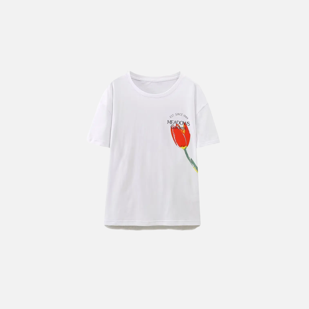 Vibrant Floral Print Cotton Women T-Shirt - Luxuryurbanwear
