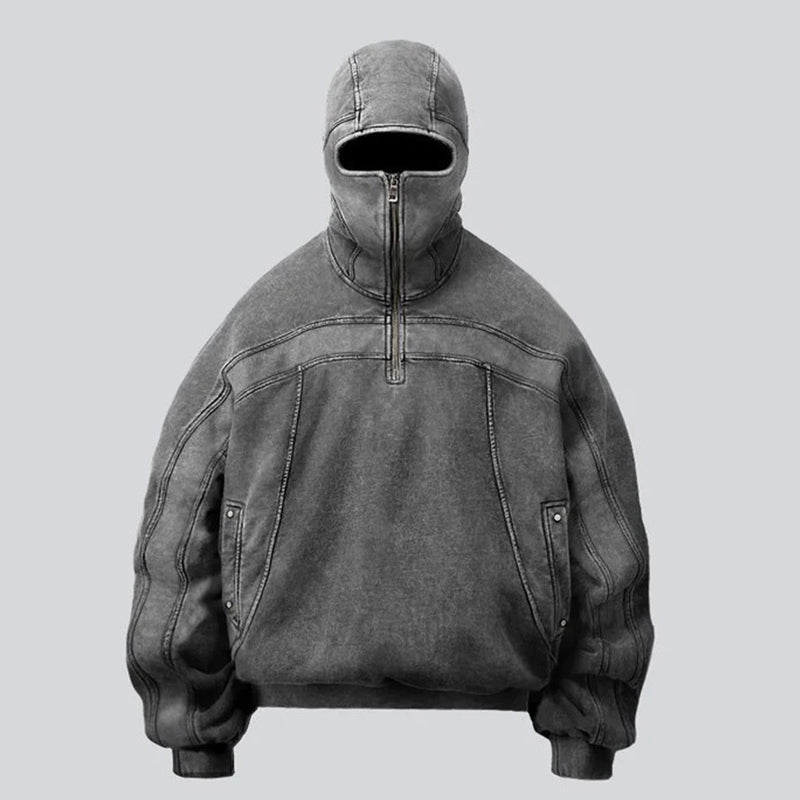 Vintage Washed Pullover | Spliced Streetwear Essential Hoodie - Luxuryurbanwear