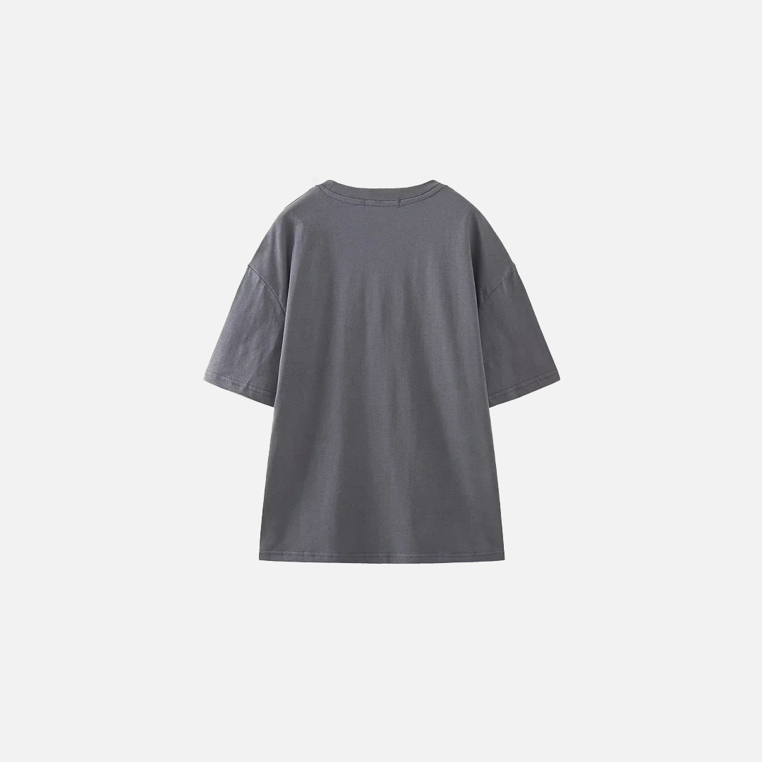 Gray Beaded Print Oversized Cotton T-Shirt - Luxuryurbanwear