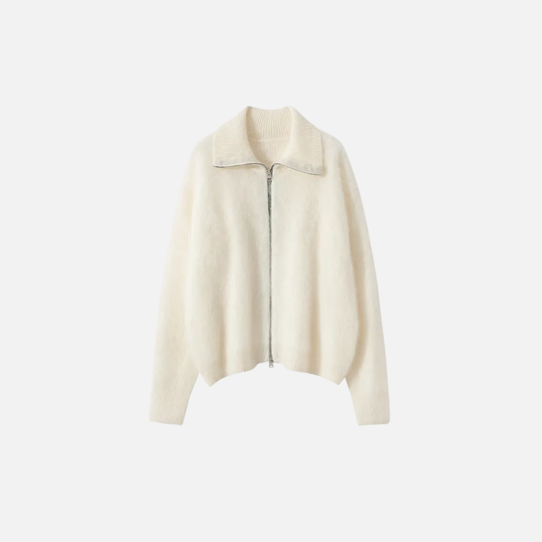 Plush Cashmere Zipper Knitwear Cardigan - Luxuryurbanwear