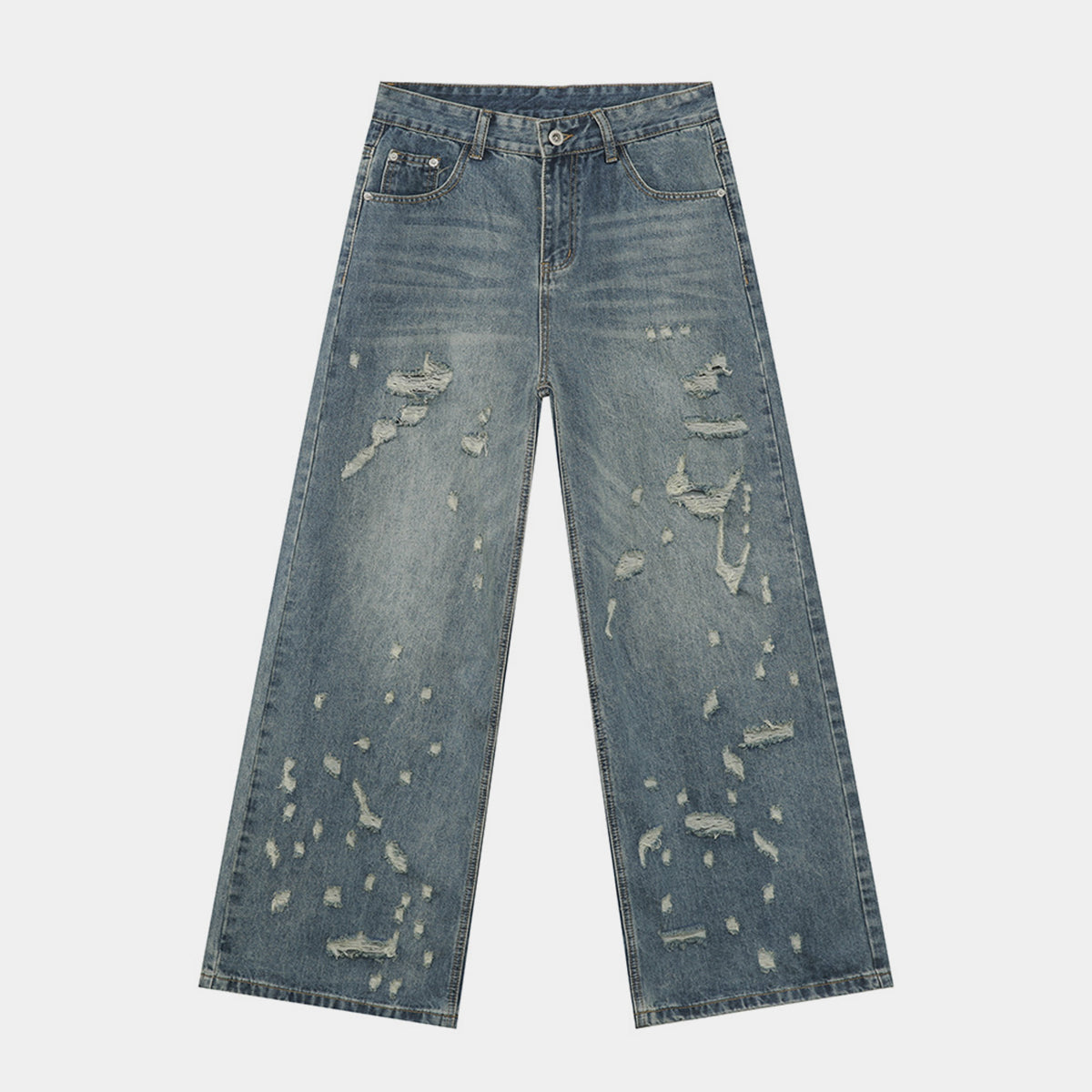 Washed Ripped | Straight Denim Jeans - Luxuryurbanwear
