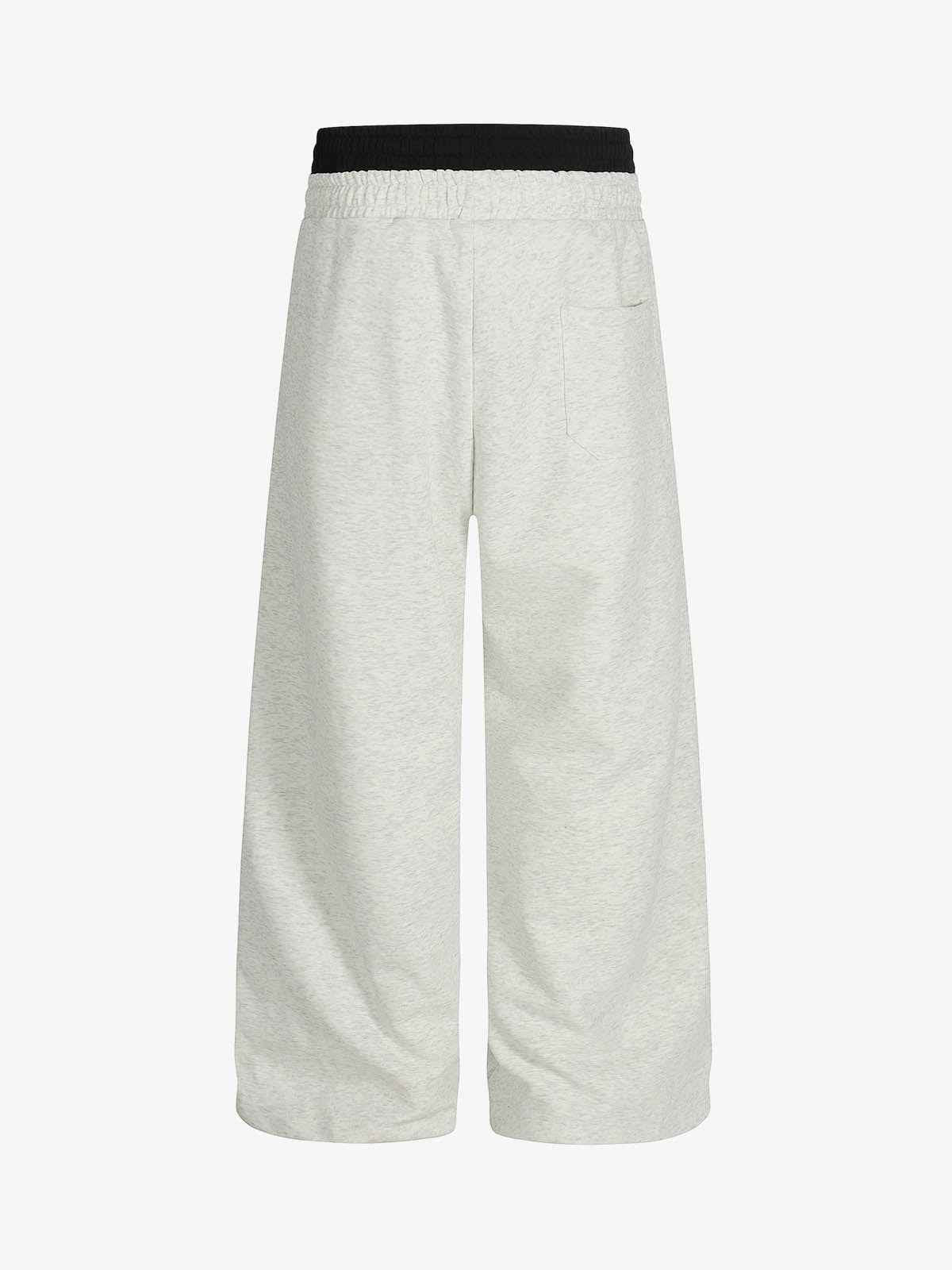 Retro Fun Embroidered Double Waistband Striped Sweatpants