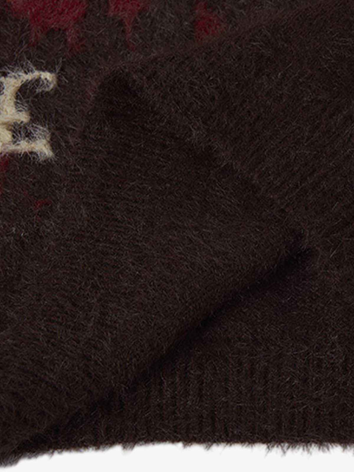 Burning Letter Jacquard Fuzzy Mohair Knit Sweater