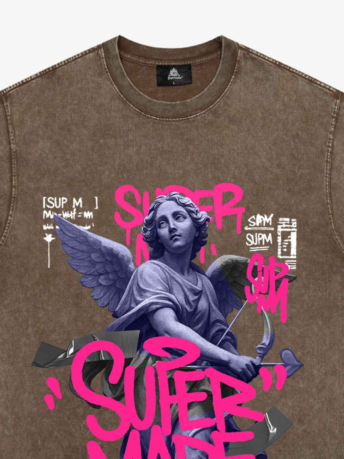Street Pink Lucky Angel Graphic Design T-Shirt