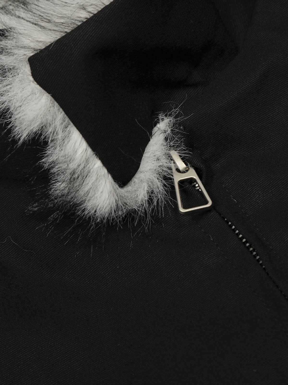 Vintage Stand Collar Fur Lined Bomber Jacket