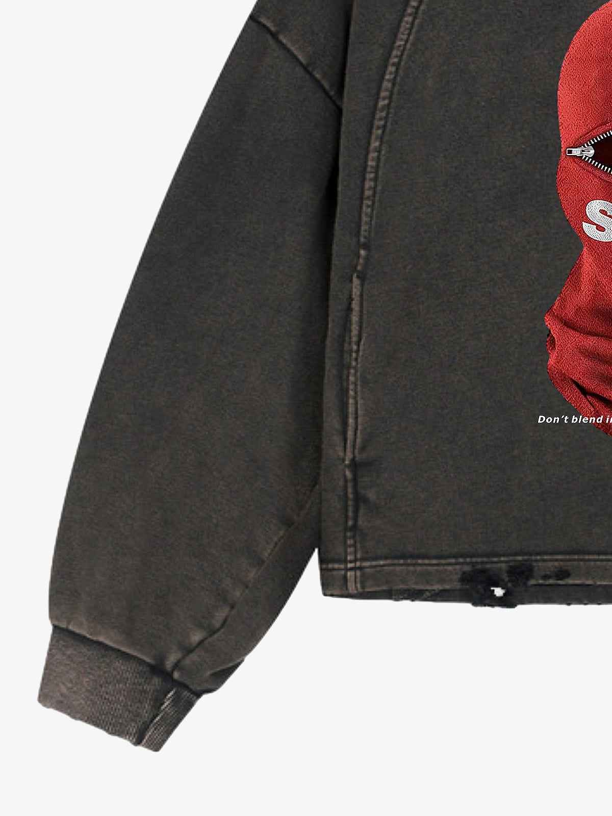 Retro Bandit Hat Graphic Distressed Cropped Hoodie