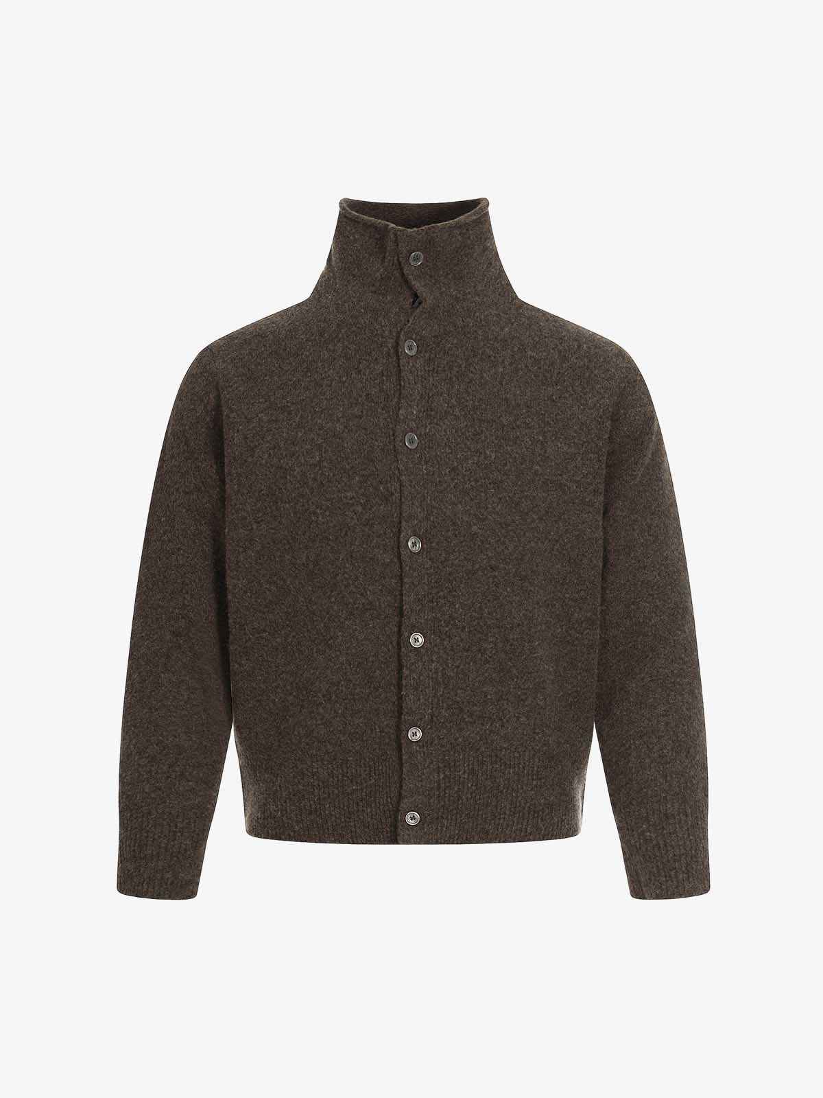 Retro High Neck Button-Down Knit Cardigan Sweater