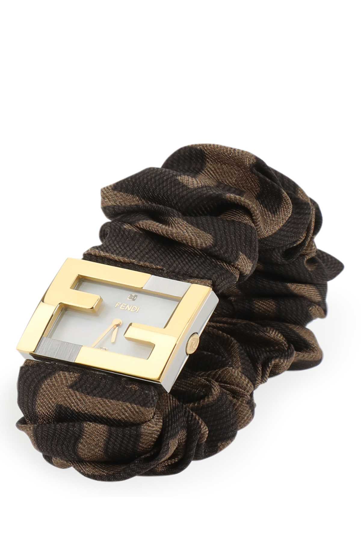 Fendi Women Stainless Steel And Embroidered Nylon Fendimania Baguette Watch