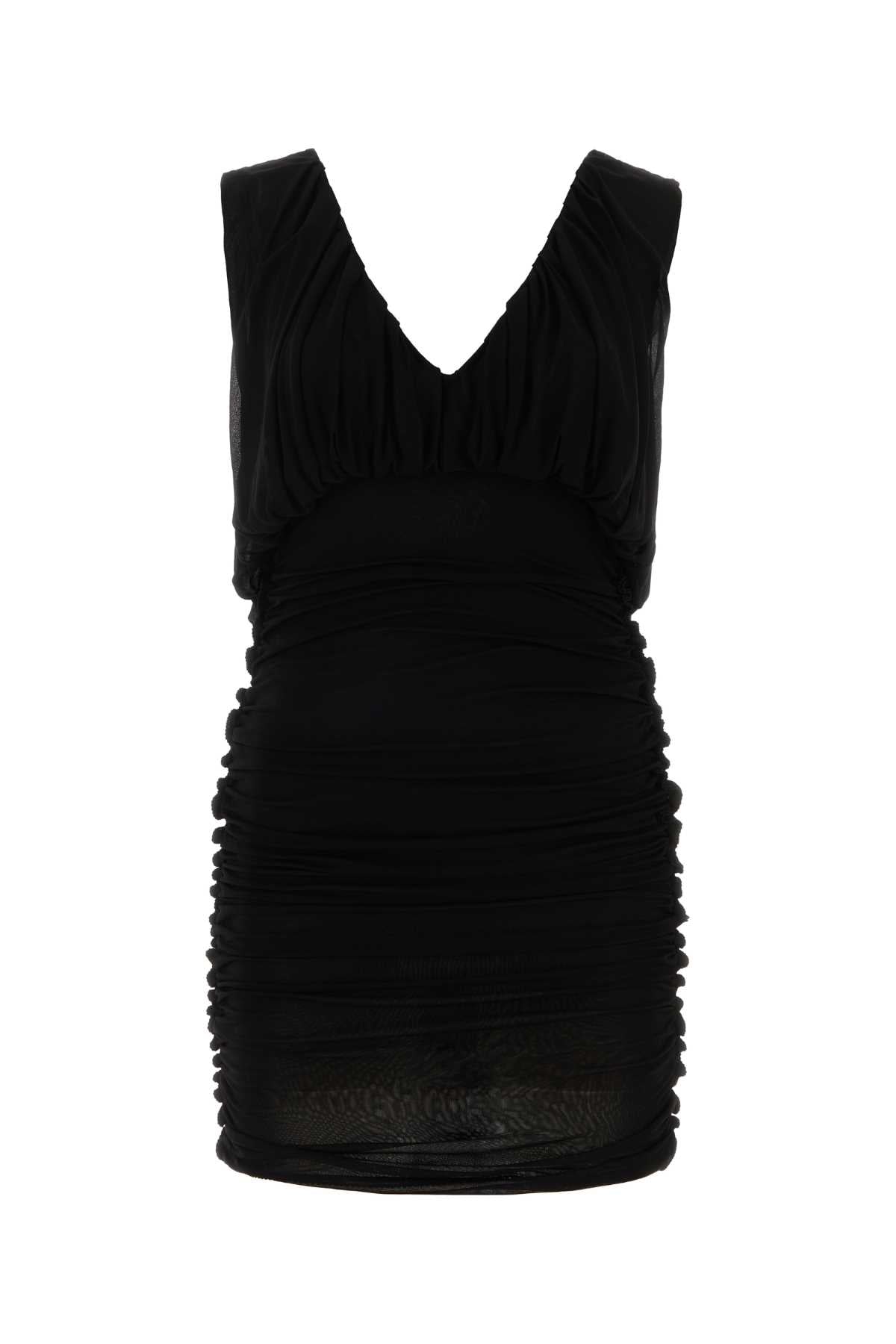 Saint Laurent Women Black Cupro Mini Dress