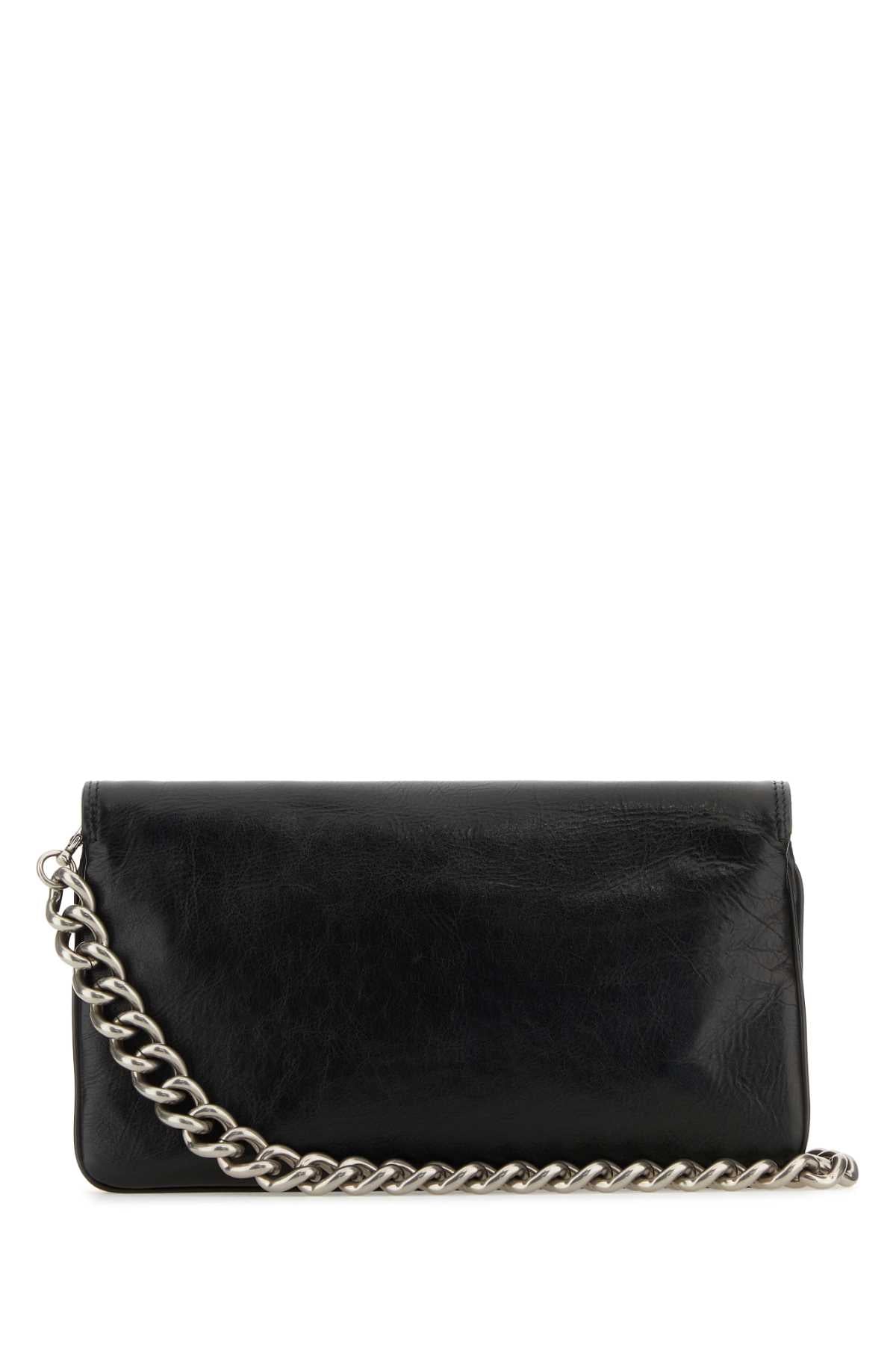 Balenciaga Women Black Leather Medium Bb Soft Flap Clutch