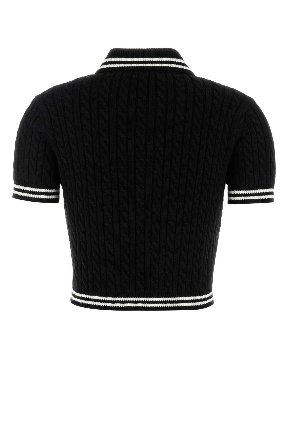 Alessandra Rich Women Black Cotton Polo Shirt