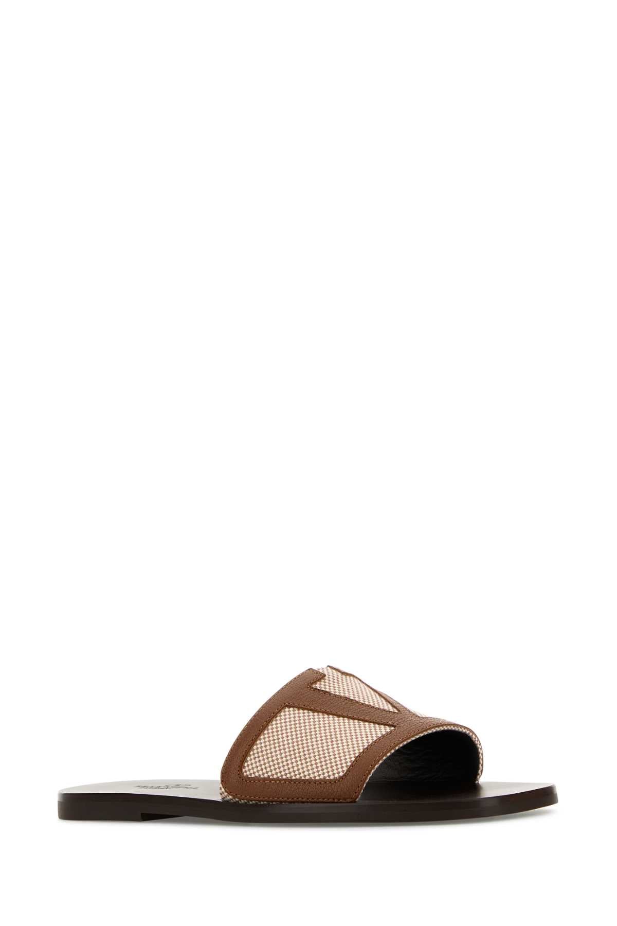 Valentino Garavani Men Two-Tone Canvas And Leather Viva Superstar Slippers