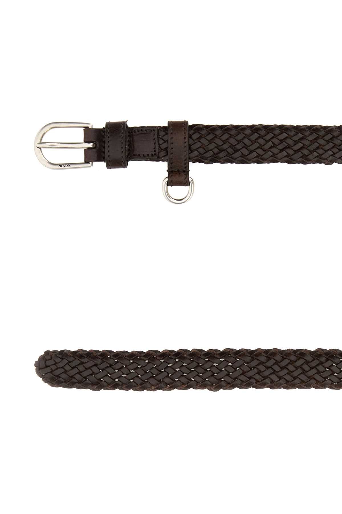 Prada Women Brown Leather Belt