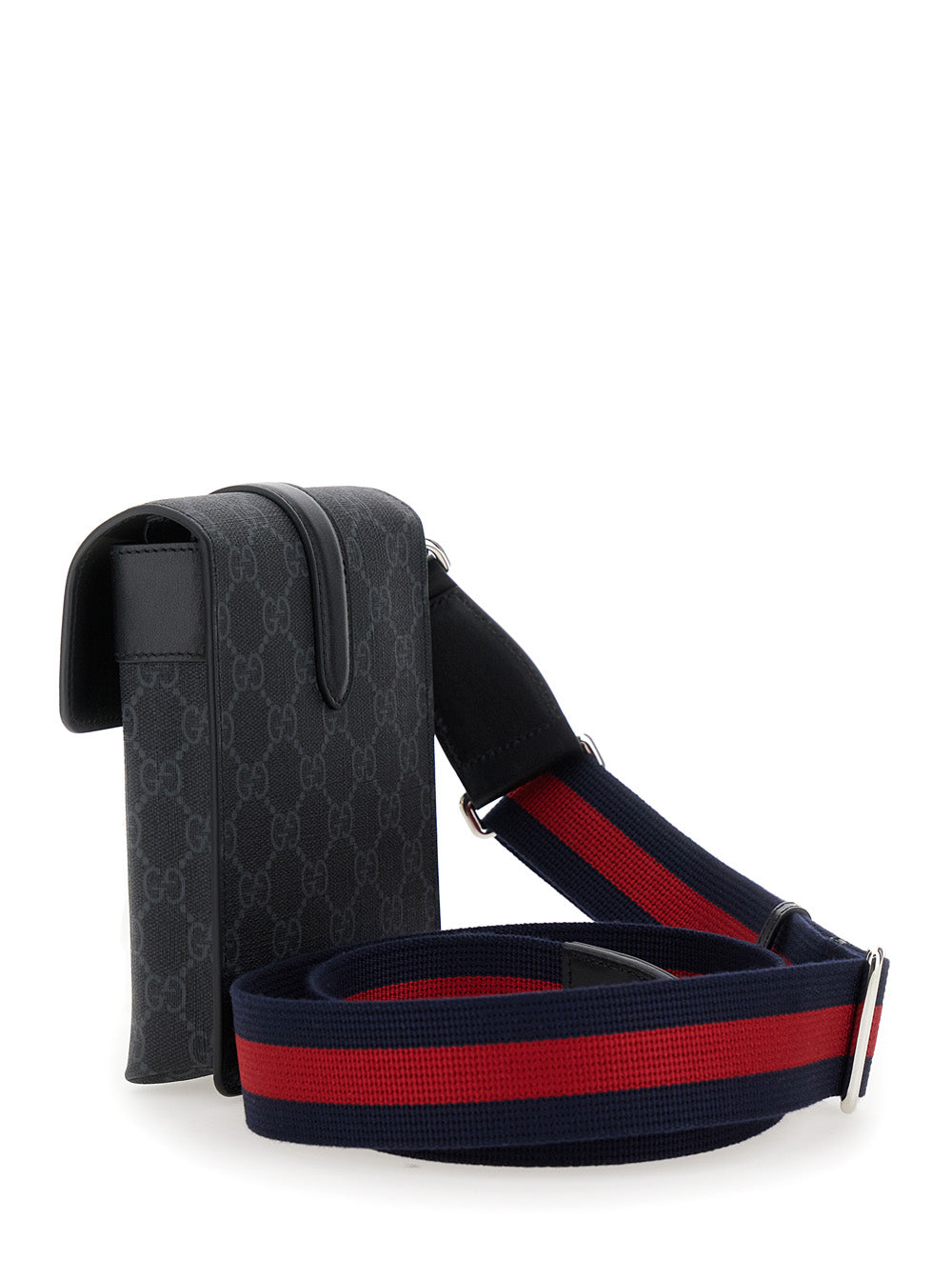 Gucci Men Black Crossbody Bag With All-Over Gg Print In Tech Fabric And Cotton Blend Man
