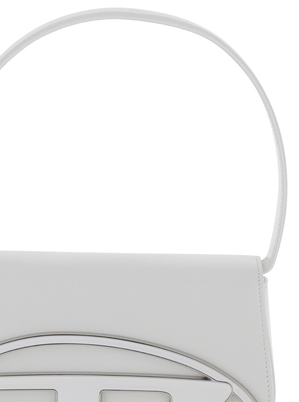 Diesel Women '1Dr' White Shoulder Bag With Oval D Patch In Leather Woman