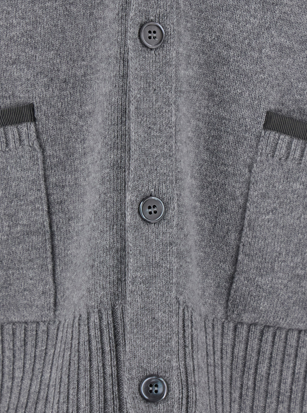 Thom Browne Men Grey Cardigan With V Neck And Striped Detail On The Sleeve In Wool Man