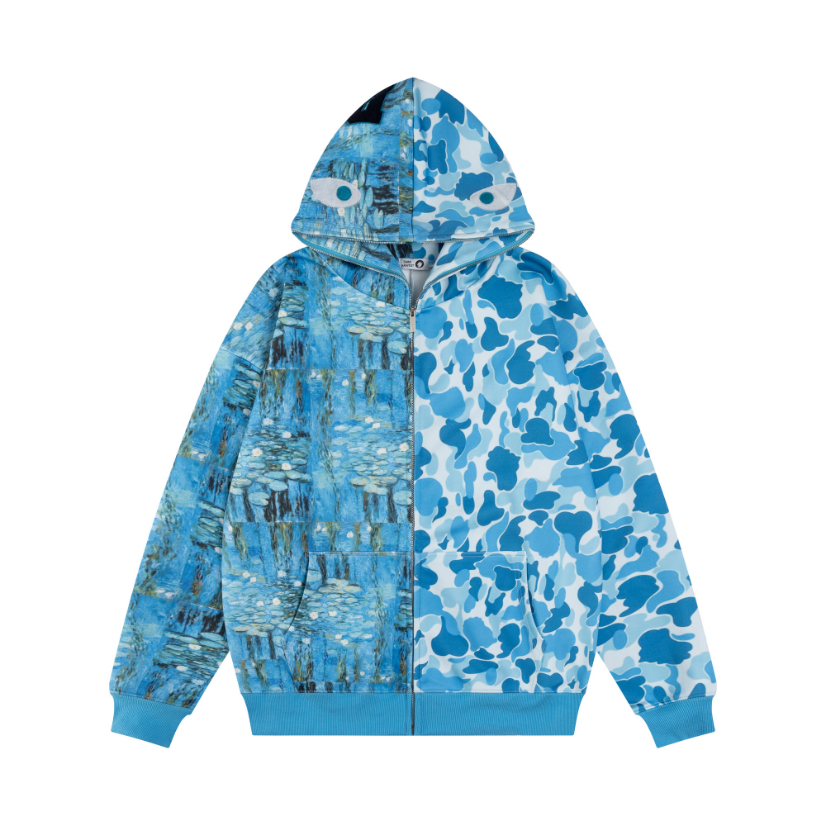 Monet Camo Patchwork | Zip-Up Hoodie - Luxuryurbanwear