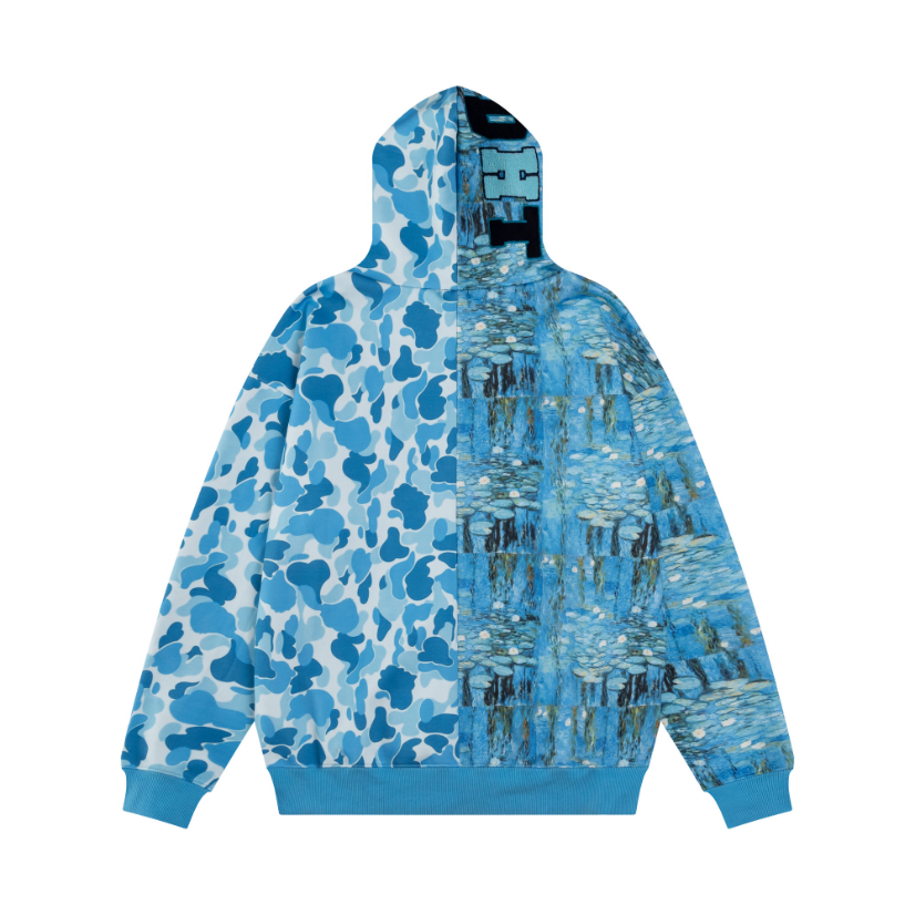 Monet Camo Patchwork | Zip-Up Hoodie - Luxuryurbanwear
