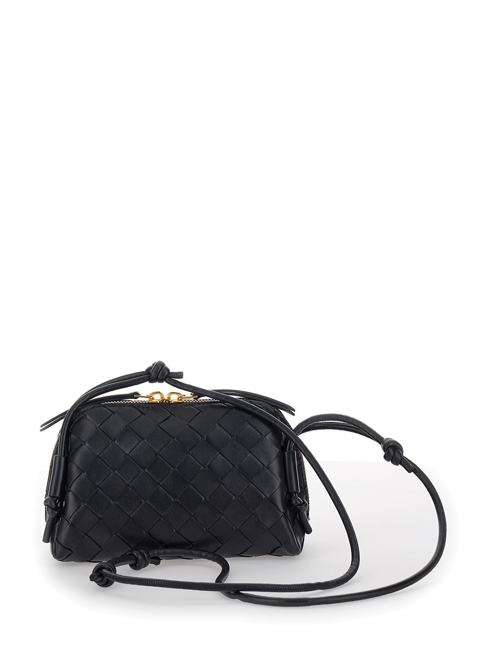 Bottega Veneta Women Crossbody Bag 'Concert' With Intreccio Motif In Black Leather For Women