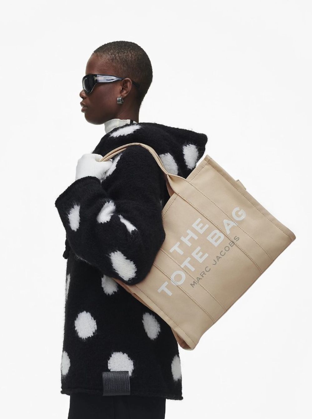 Marc Jacobs Women 'The Large Tote' Green Tote Bag With Contrast Logo Print In Cotton Women