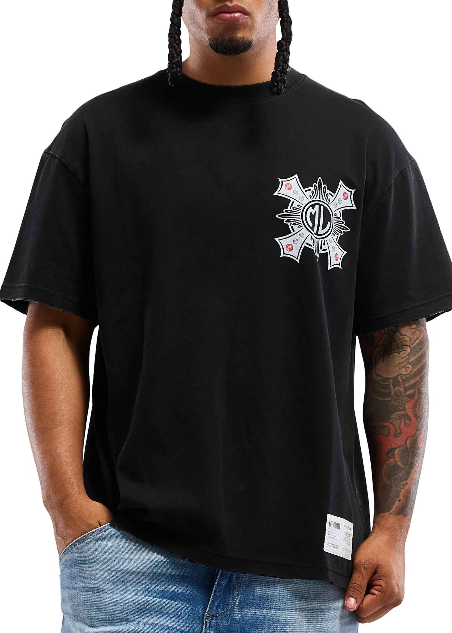 Memory Lane Cross Tee - Vintage Black