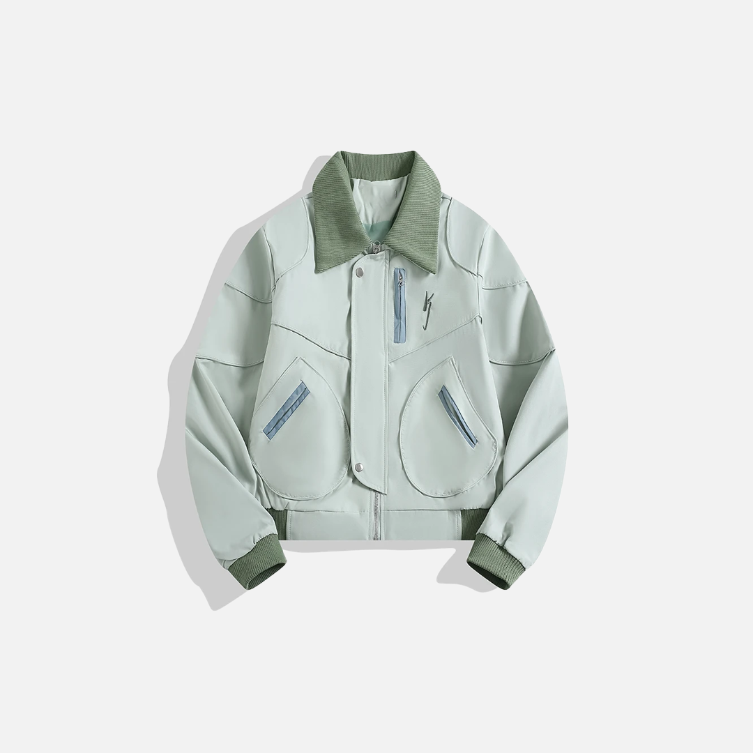 Workwear Hip Hop Embroidered Lapel Flight Jacket - Luxuryurbanwear