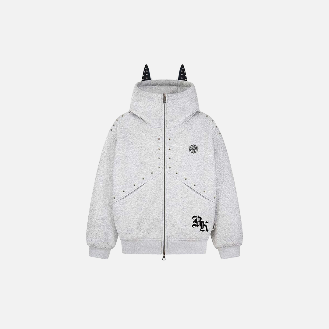Y2K Rivet Patchwork Casual Loose Hooded Sweatshirt - Luxuryurbanwear