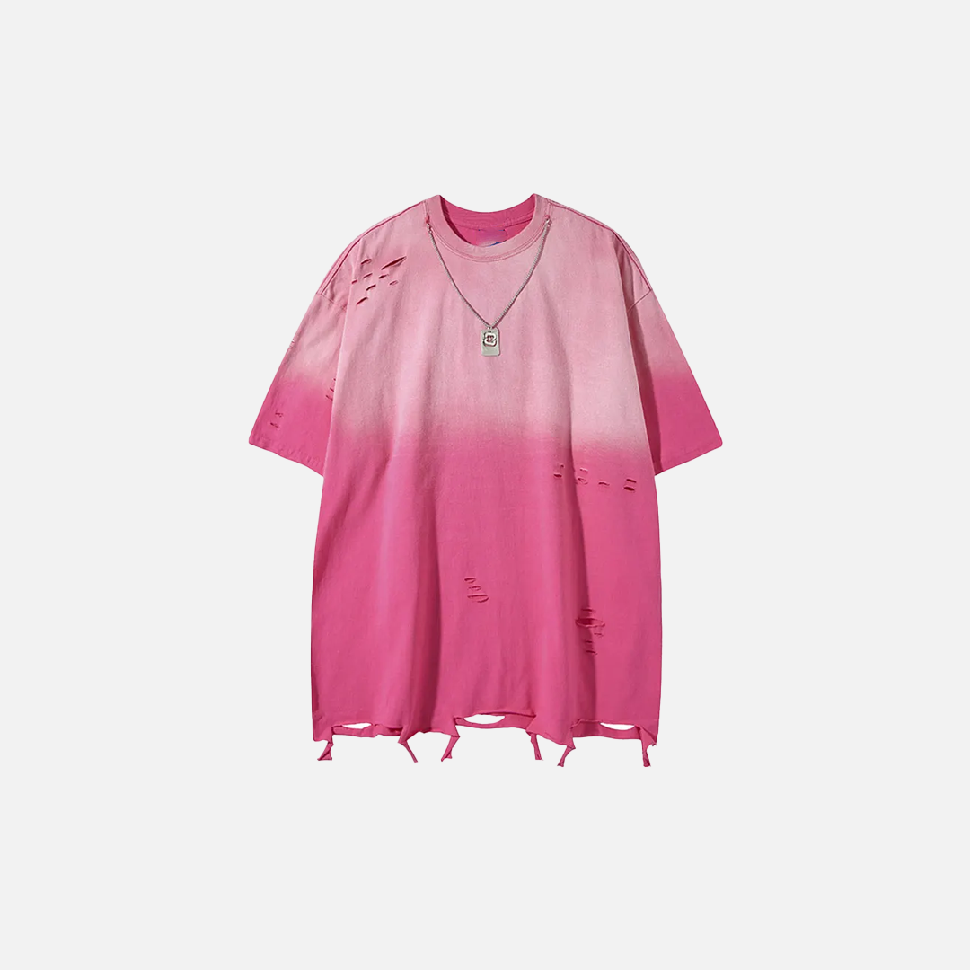 Plush Grunge Tie Dye Ripped Oversized T-Shirt - Luxuryurbanwear